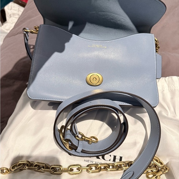 NWT Authentic Coach Chain Tabby bluebell with chain and leather straps - Picture 6 of 11